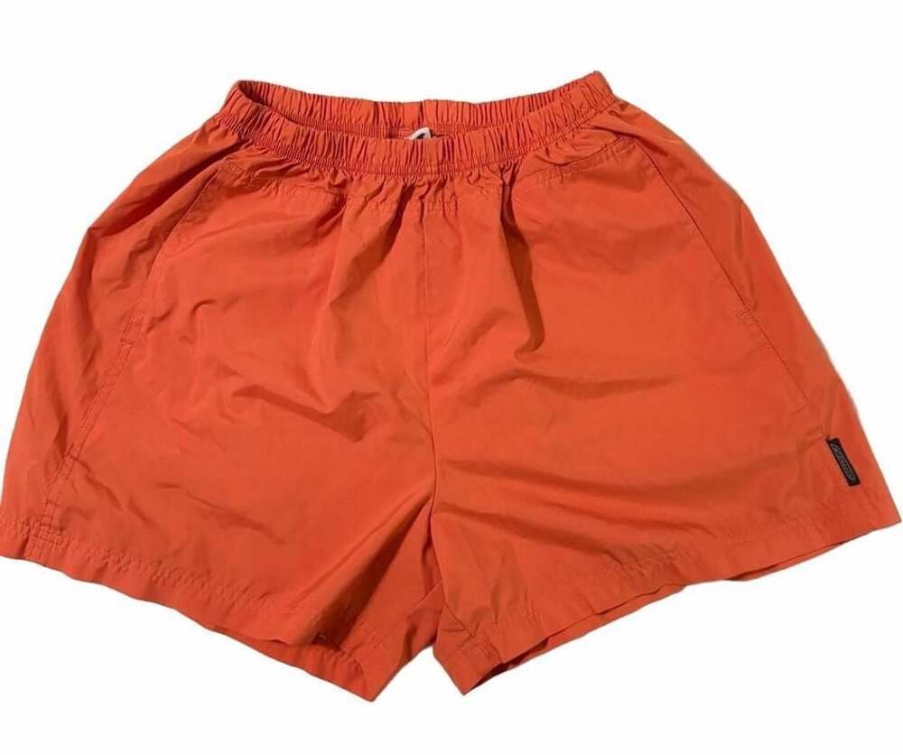 Vintage 90s Reebok Orange Nylon Athletic Shorts Men’s Large L Retro Spellout